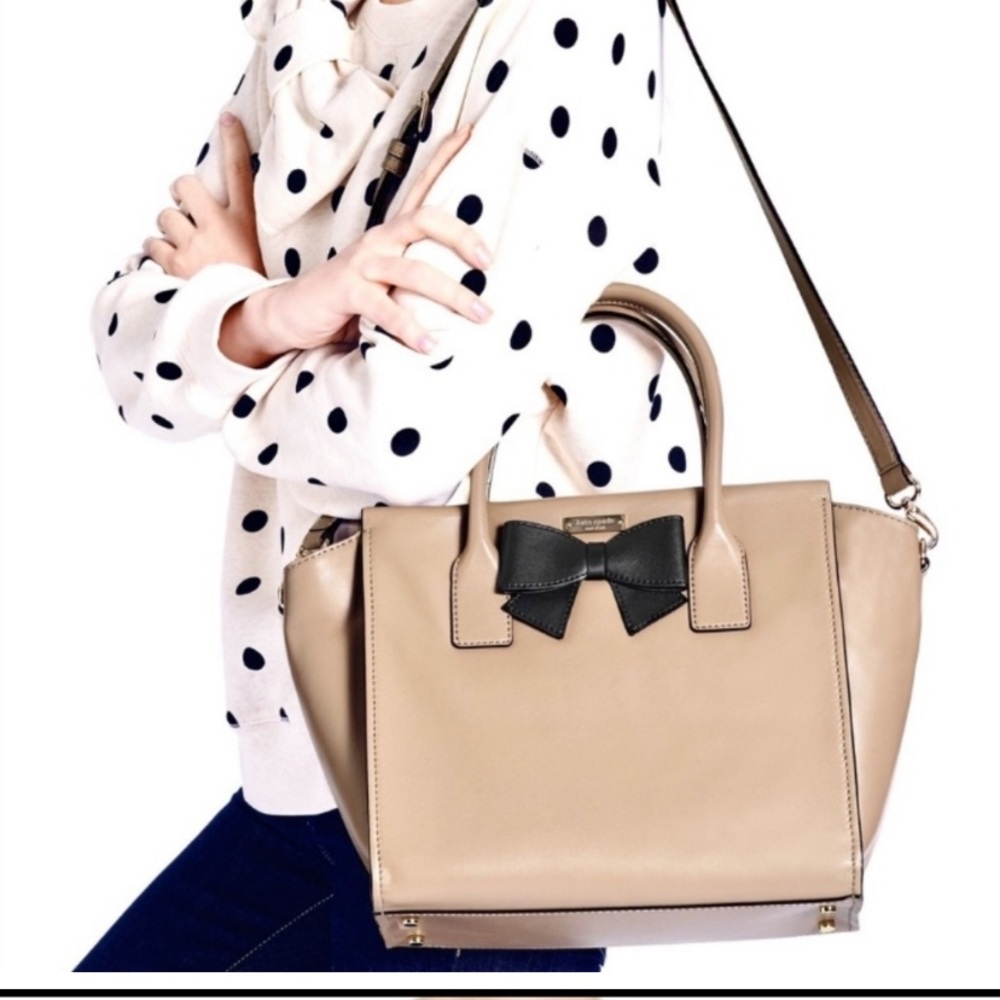 Kate spade bag tan with black bow